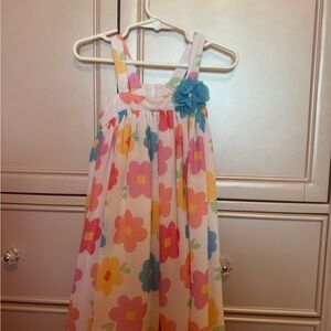 Good Lad White Floral Sundress with Pink, Yellow, Blue & Green Flowers